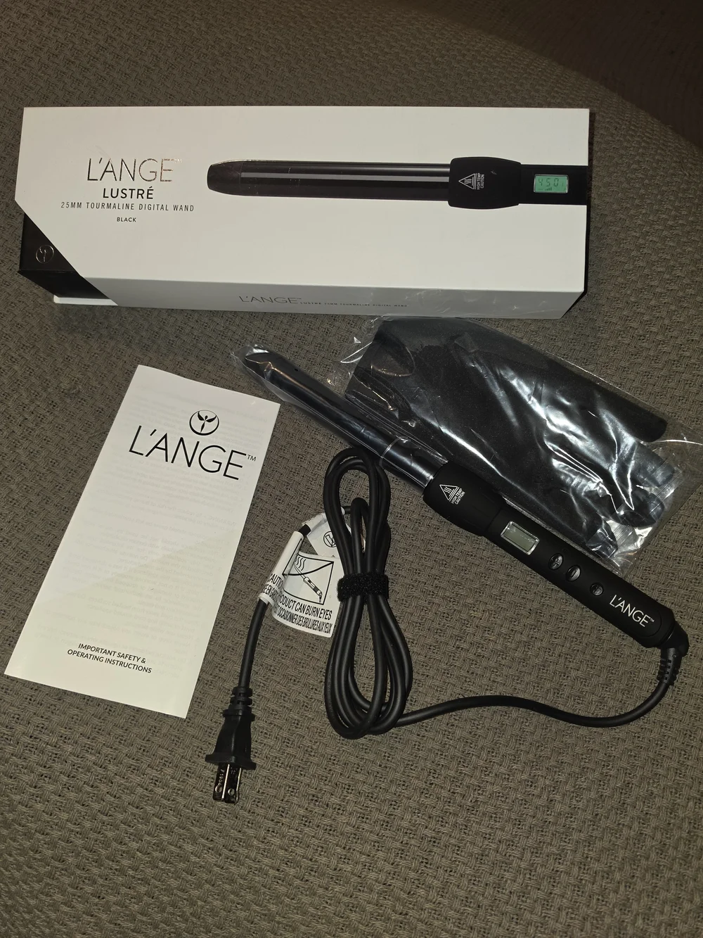 L'ANGE Black Tourmaline Digital Curling Wand